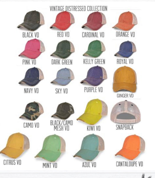 Vintage Distressed Trucker Hat | Choose Your Design & Color